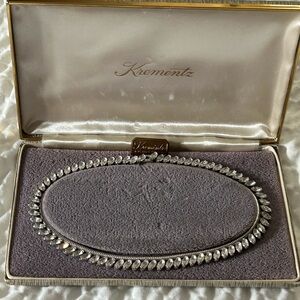Krementz rhinestone and gold overlay choker necklace with box